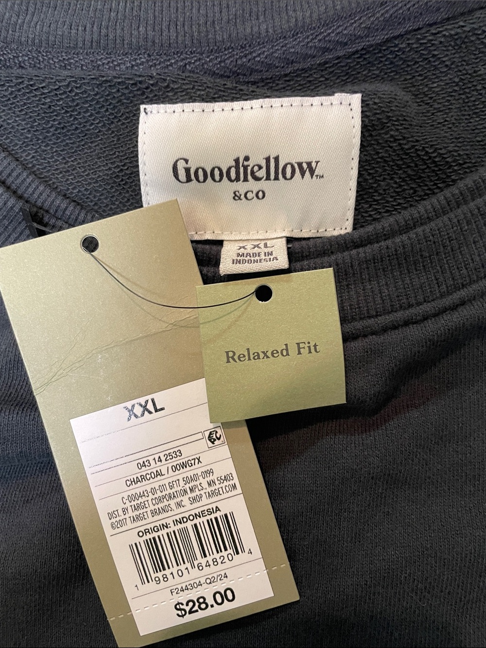Casual Oversized Mens Crew Neck Graphic Sweatshirt Charcoal Size Var Sizes NWT - Picture 3 of 4